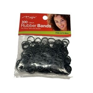 magic 300 count black hair rubber bands